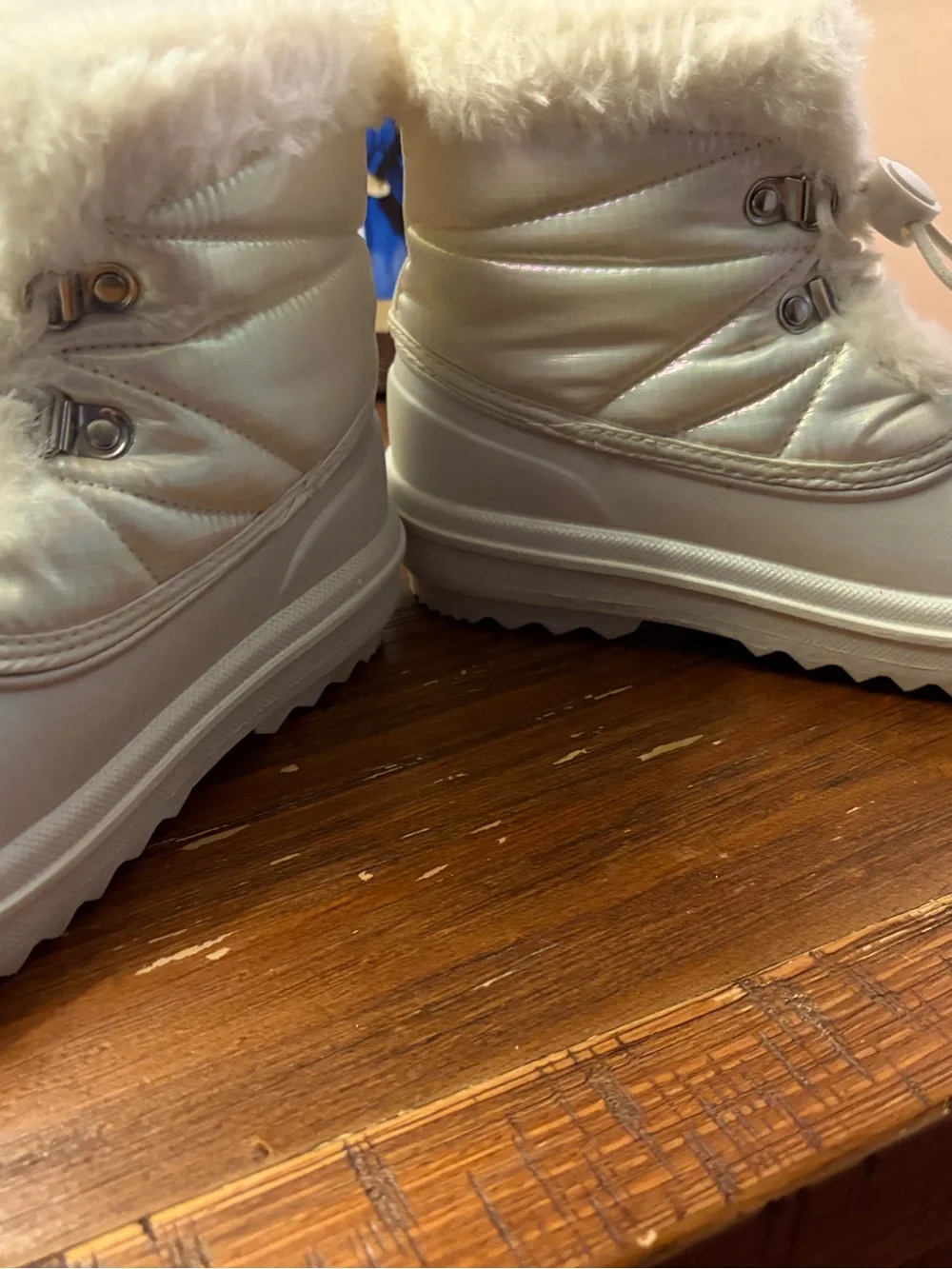 Kids Winter Snow Boots - Cream Faux Fur Lined